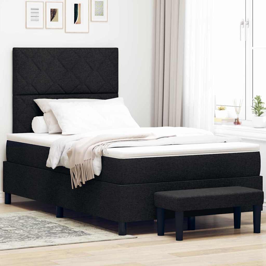 Postel S Boxspringem S Čelo Černá 120 X 190 Cm Textil