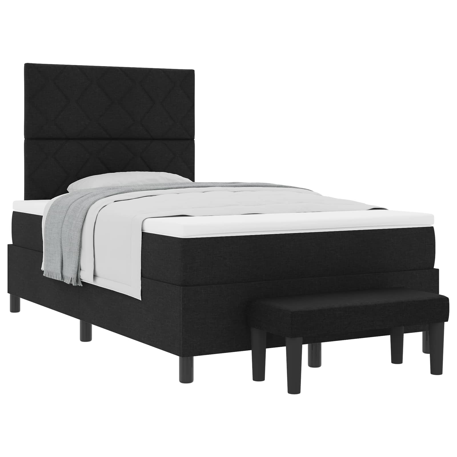 Postel S Boxspringem S Čelo Černá 120 X 190 Cm Textil