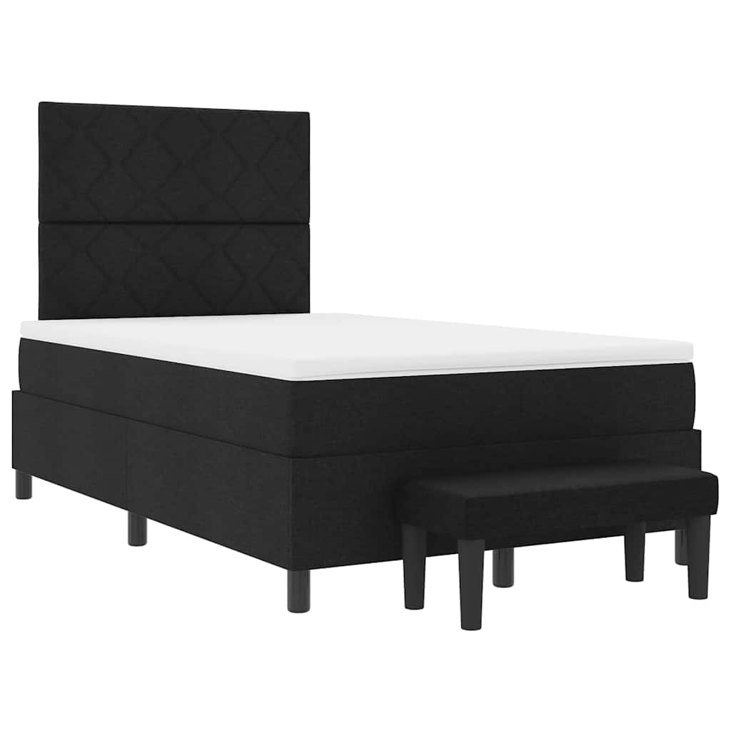 Postel S Boxspringem S Čelo Černá 120 X 190 Cm Textil