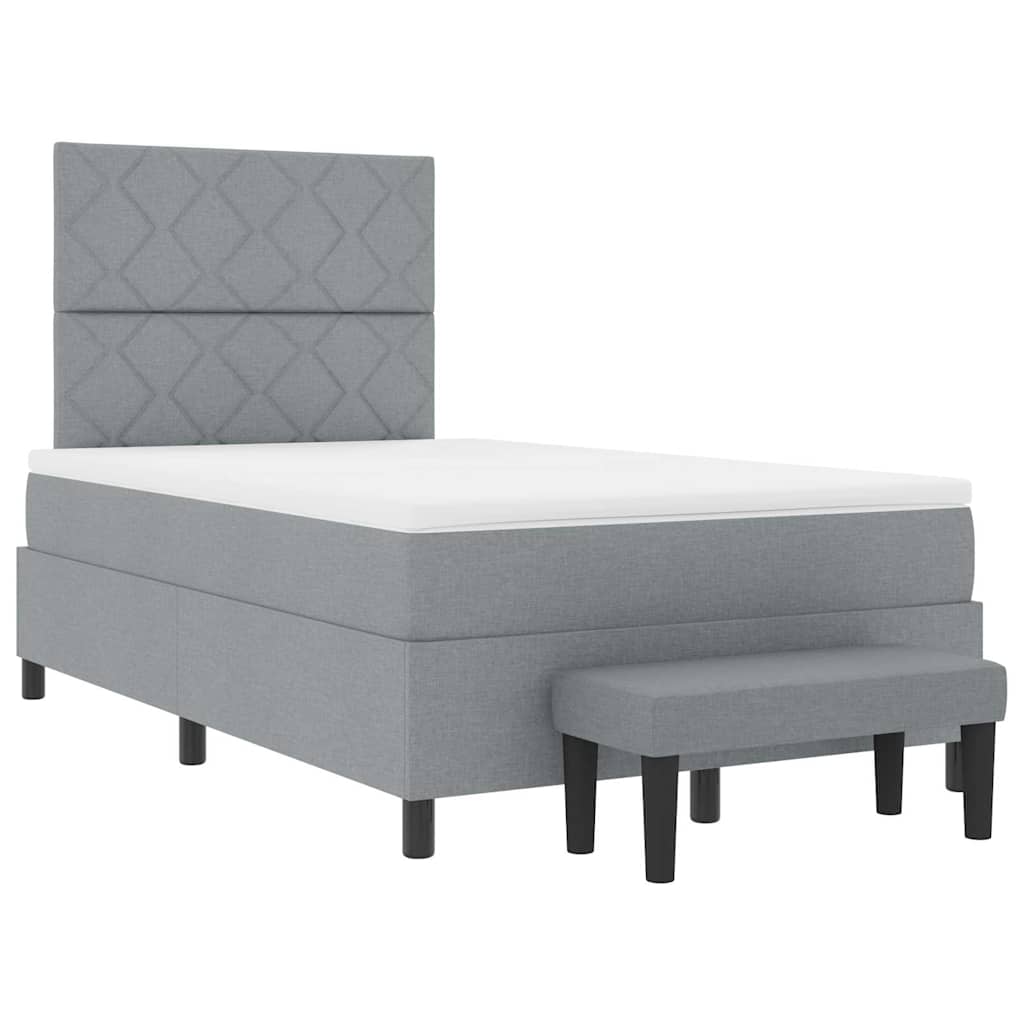 Postel S Boxspringem S Čelo Světle Šedá 120 X 200 Cm Textil