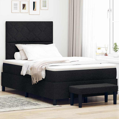 Postel S Boxspringem S Čelo Černá 120 X 200 Cm Textil