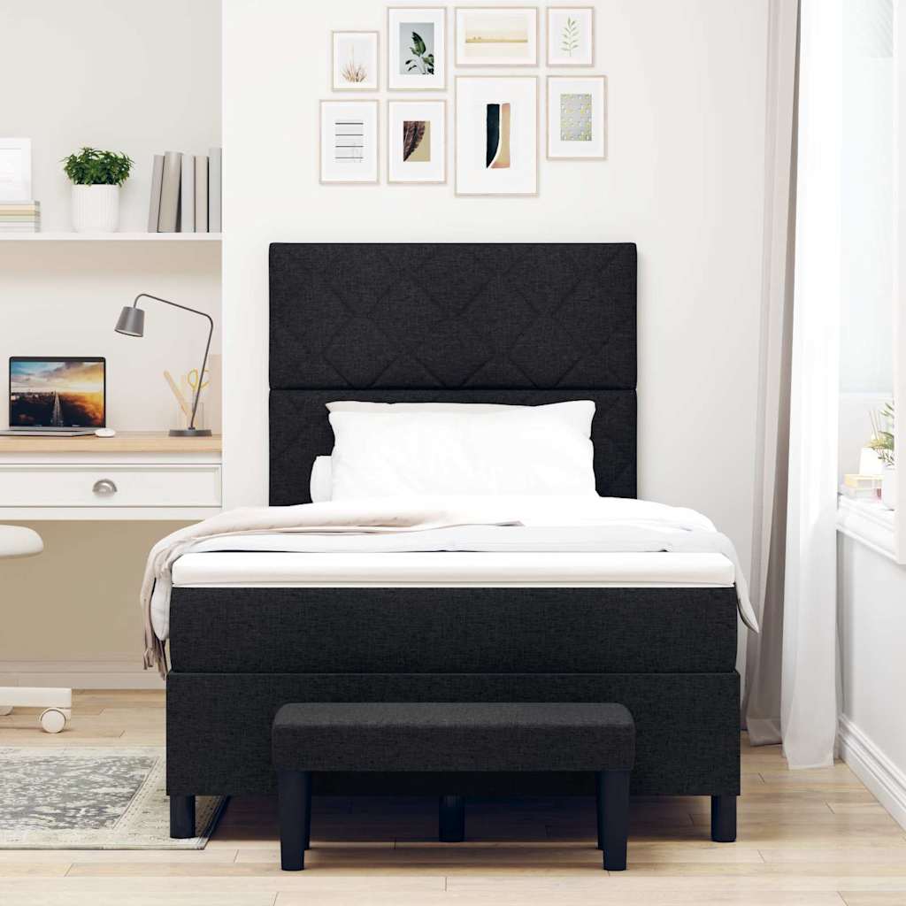 Postel S Boxspringem S Čelo Černá 120 X 200 Cm Textil