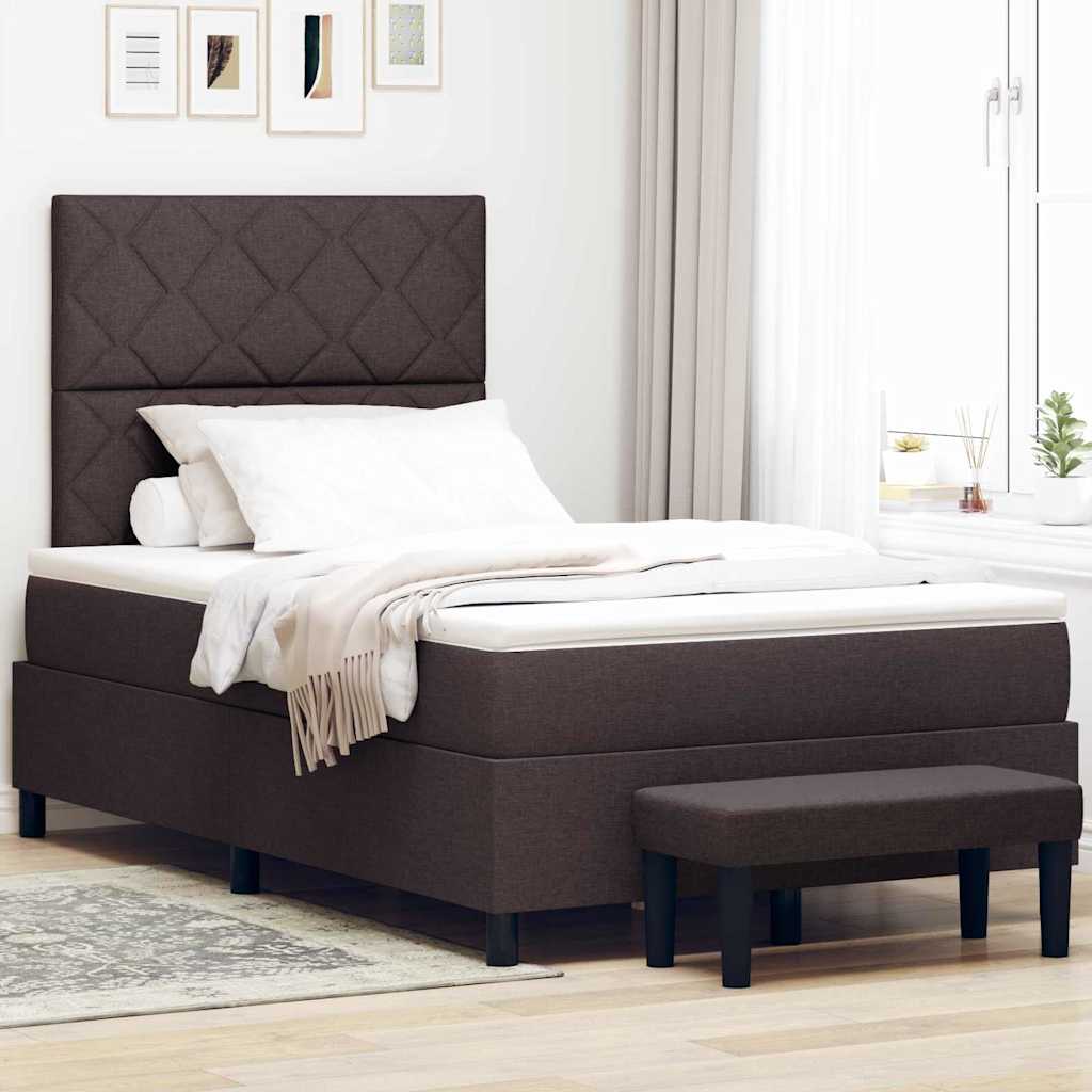 Postel S Boxspringem S Čelo Tmavě Hnědá 120 X 200 Cm Textil