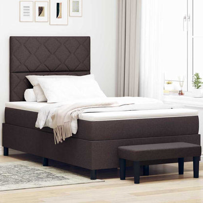 Postel S Boxspringem S Čelo Tmavě Hnědá 120 X 200 Cm Textil