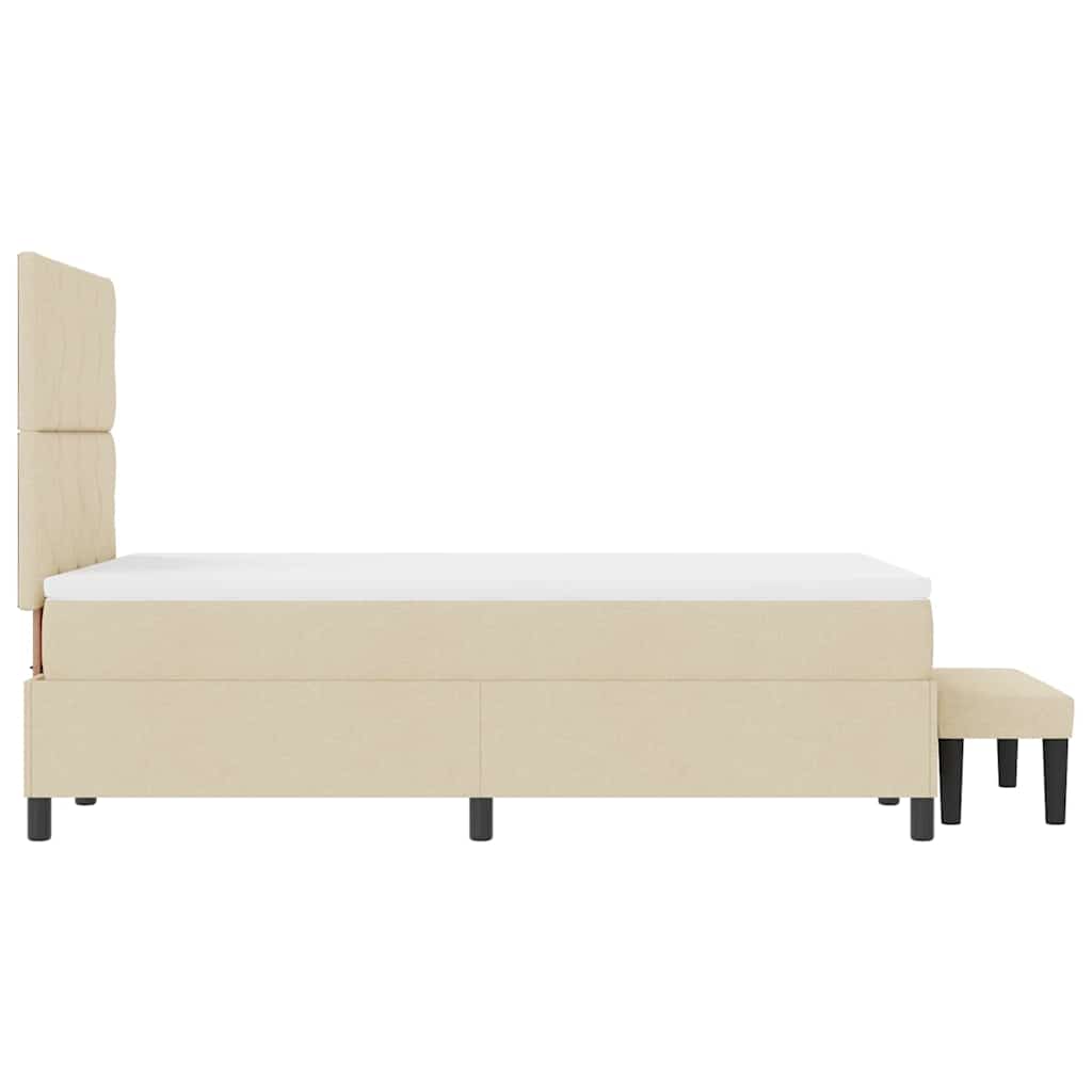Postel S Boxspringem S Čelo Krémová 120 X 200 Cm Textil