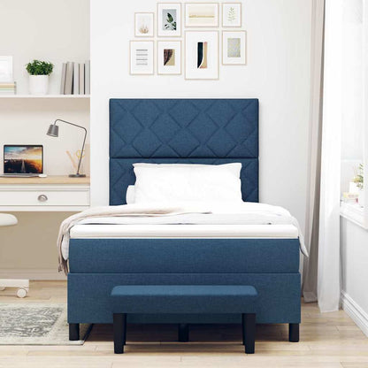 Postel S Boxspringem S Čelo Modrá 120 X 200 Cm Textil