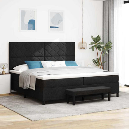 Postel S Boxspringem S Čelo Černá 200 X 200 Cm Textil