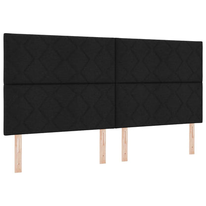 Postel S Boxspringem S Čelo Černá 200 X 200 Cm Textil