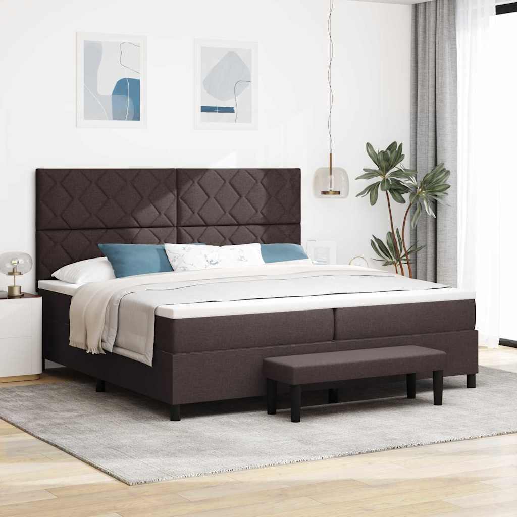 Postel S Boxspringem S Čelo Tmavě Hnědá 200 X 200 Cm Textil