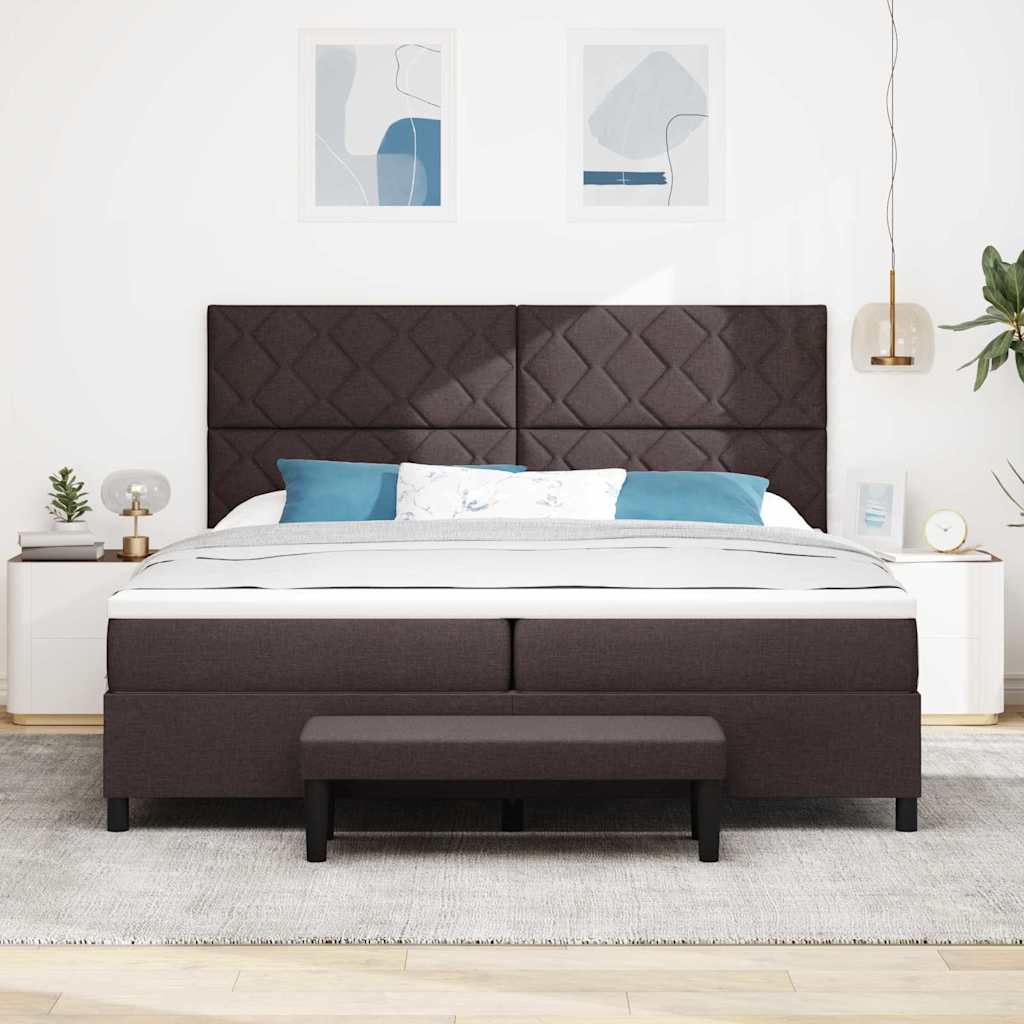 Postel S Boxspringem S Čelo Tmavě Hnědá 200 X 200 Cm Textil