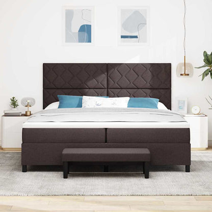 Postel S Boxspringem S Čelo Tmavě Hnědá 200 X 200 Cm Textil