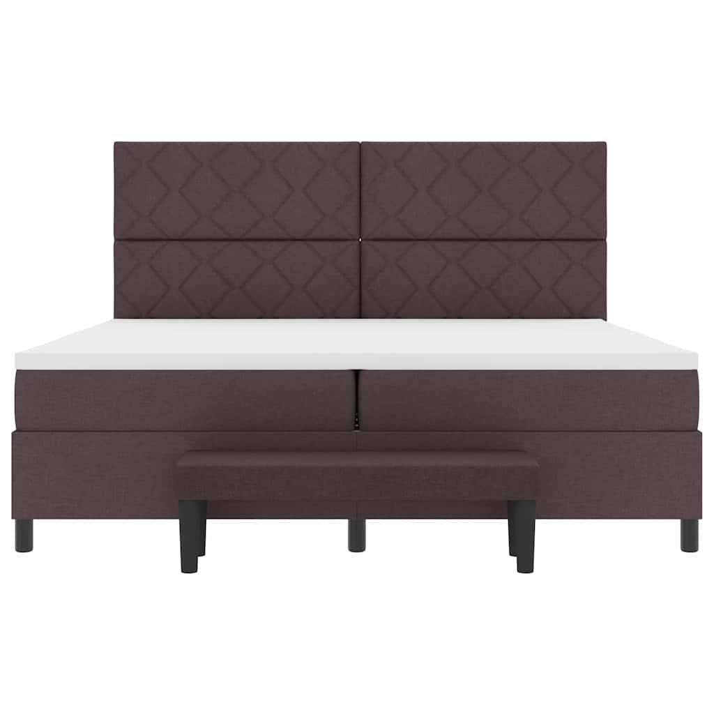 Postel S Boxspringem S Čelo Tmavě Hnědá 200 X 200 Cm Textil