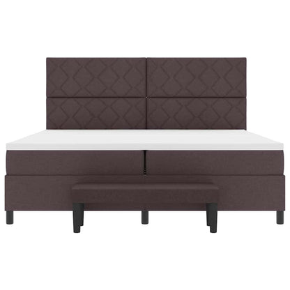 Postel S Boxspringem S Čelo Tmavě Hnědá 200 X 200 Cm Textil