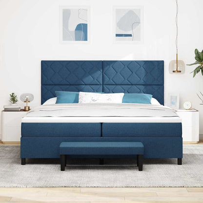 Postel S Boxspringem S Matrací S Čelo Modrá 200 X 200 Cm Textil