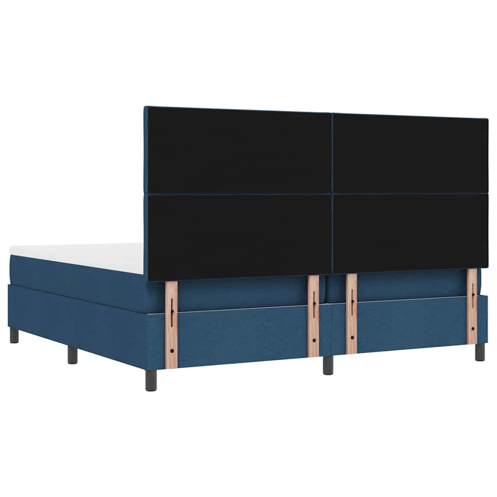 Postel S Boxspringem S Matrací S Čelo Modrá 200 X 200 Cm Textil