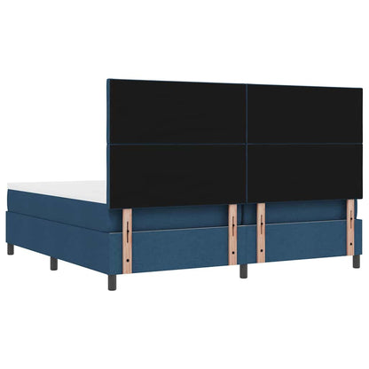 Postel S Boxspringem S Matrací S Čelo Modrá 200 X 200 Cm Textil