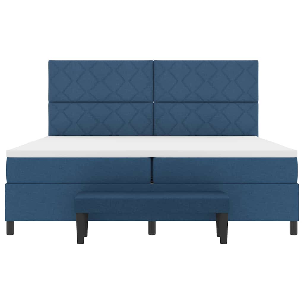 Postel S Boxspringem S Matrací S Čelo Modrá 200 X 200 Cm Textil