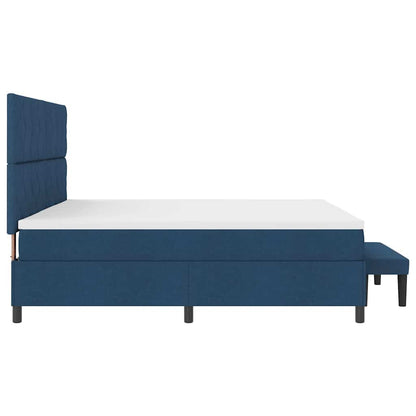 Postel S Boxspringem S Matrací S Čelo Modrá 200 X 200 Cm Textil