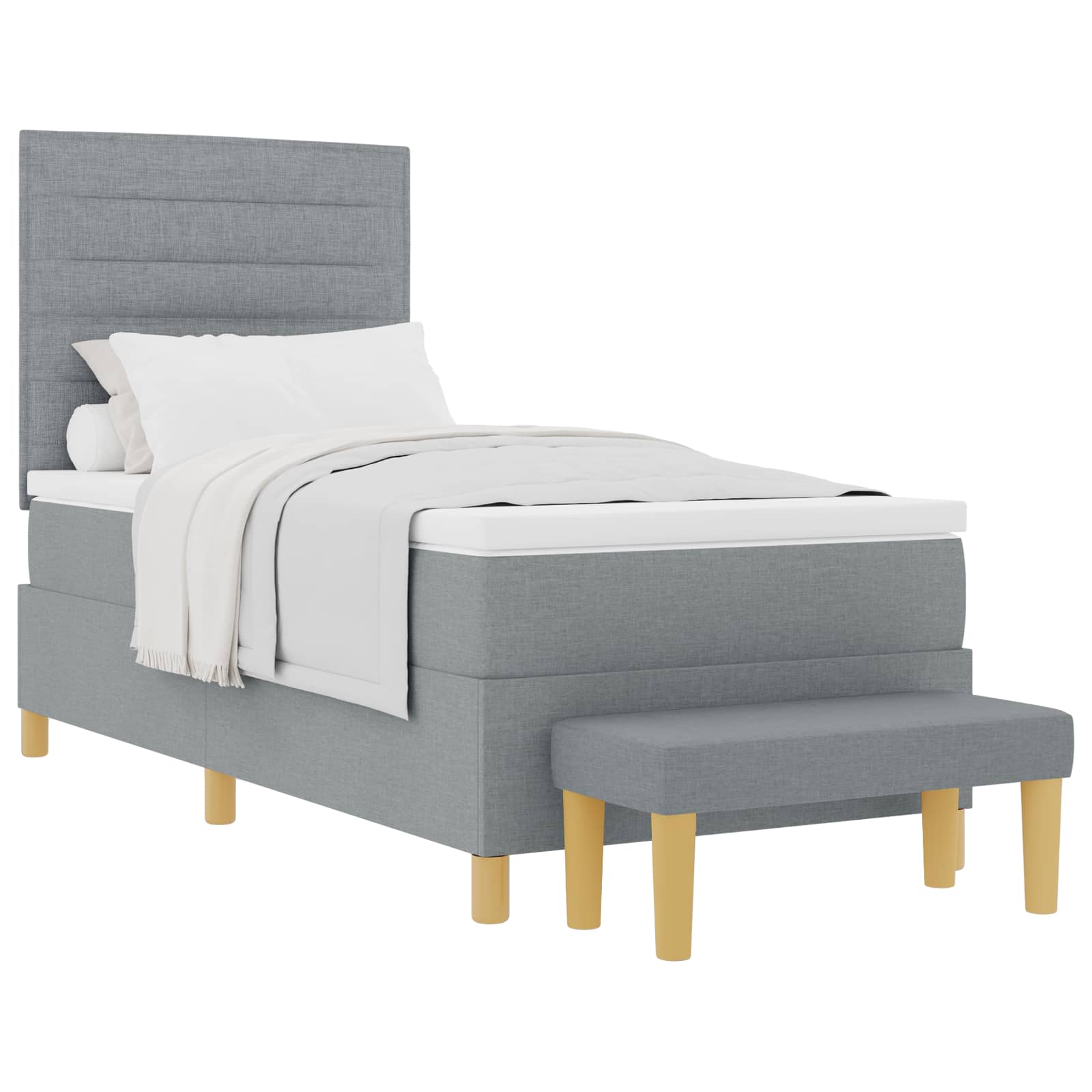 Postel S Boxspringem S Čelo Světle Šedá 200 X 80 Cm Textil