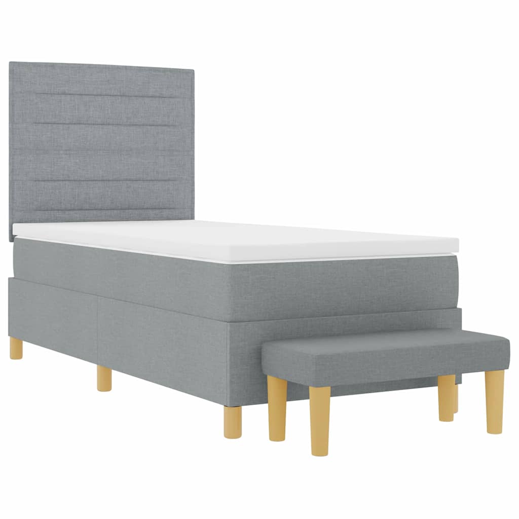 Postel S Boxspringem S Čelo Světle Šedá 200 X 80 Cm Textil