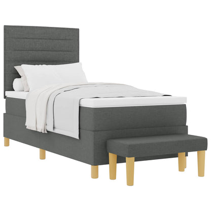 Postel S Boxspringem S Čelo Tmavě Šedá 200 X 90 Cm Textil