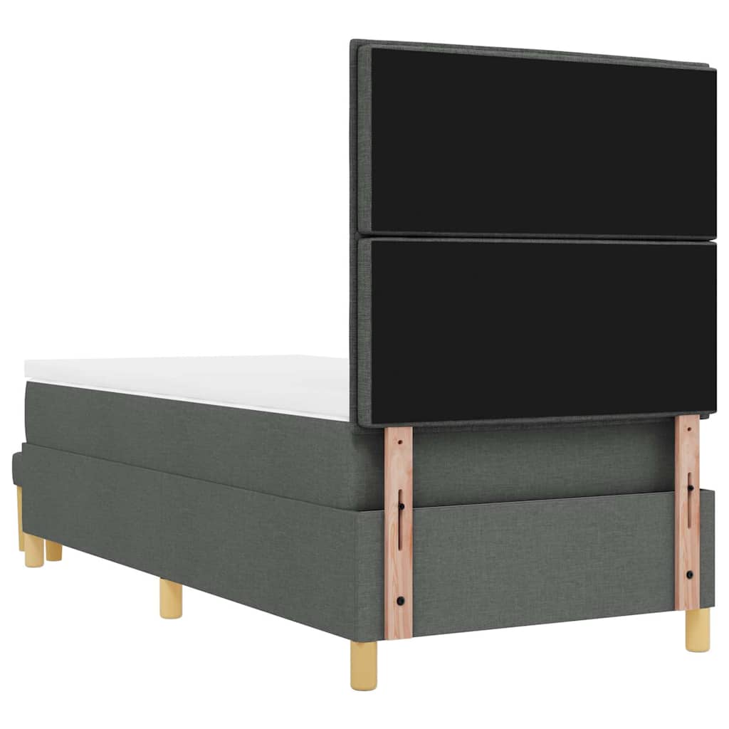 Postel S Boxspringem S Čelo Tmavě Šedá 200 X 90 Cm Textil
