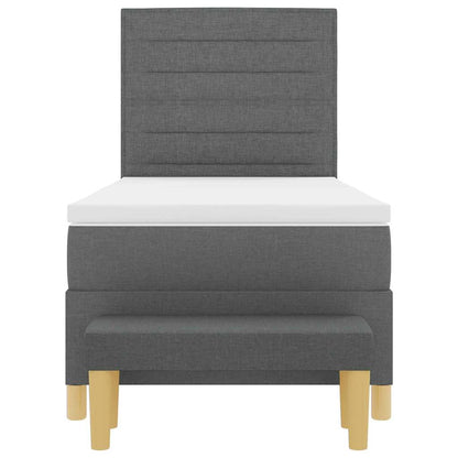 Postel S Boxspringem S Čelo Tmavě Šedá 200 X 90 Cm Textil