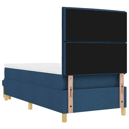 Postel S Boxspringem S Čelo Modrá 200 X 90 Cm Textil