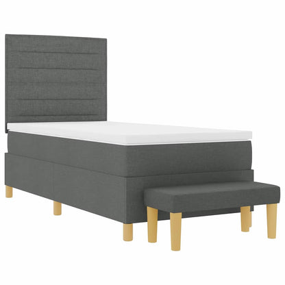 Postel S Boxspringem S Polštářem Tmavě Šedá 200 X 90 Cm Textil
