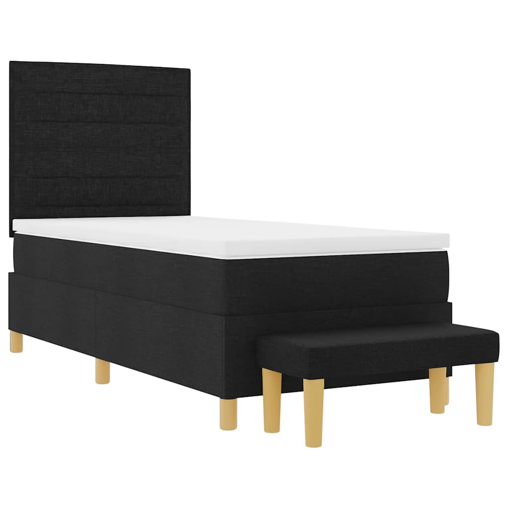 Postel S Boxspringem S Čelo Černá 200 X 90 Cm Textil