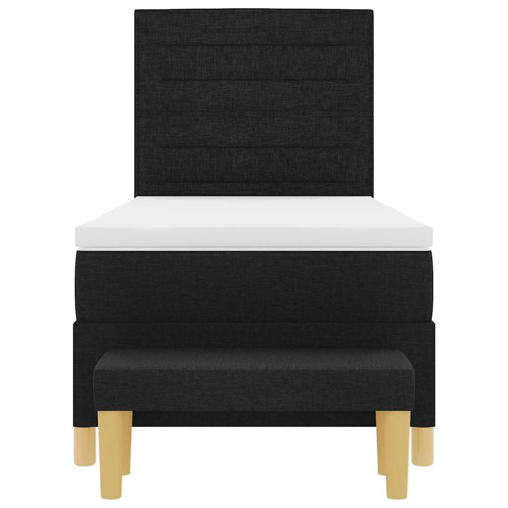 Postel S Boxspringem S Čelo Černá 200 X 90 Cm Textil