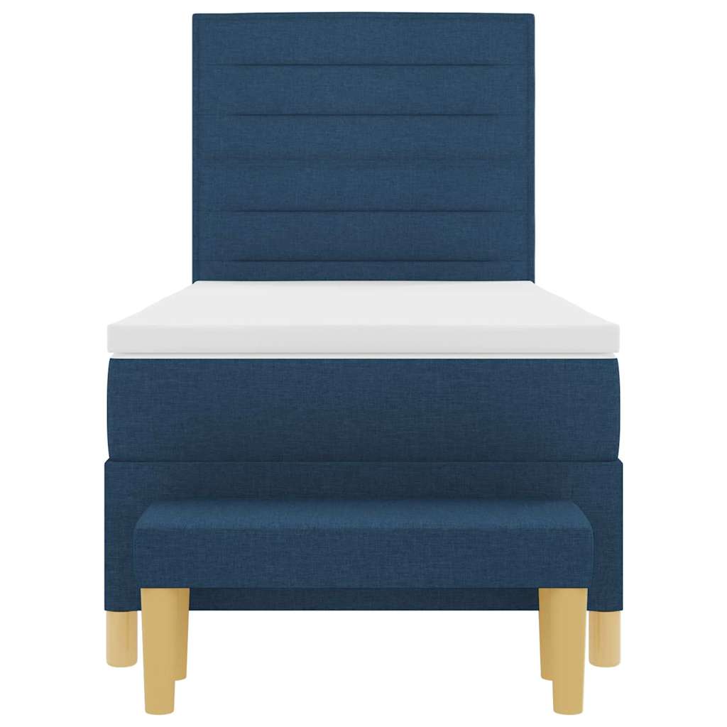 Postel S Boxspringem S Čelo Modrá 200 X 90 Cm Textil