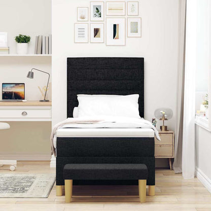 Postel S Boxspringem S Čelo Černá 200 X 90 Cm Textil
