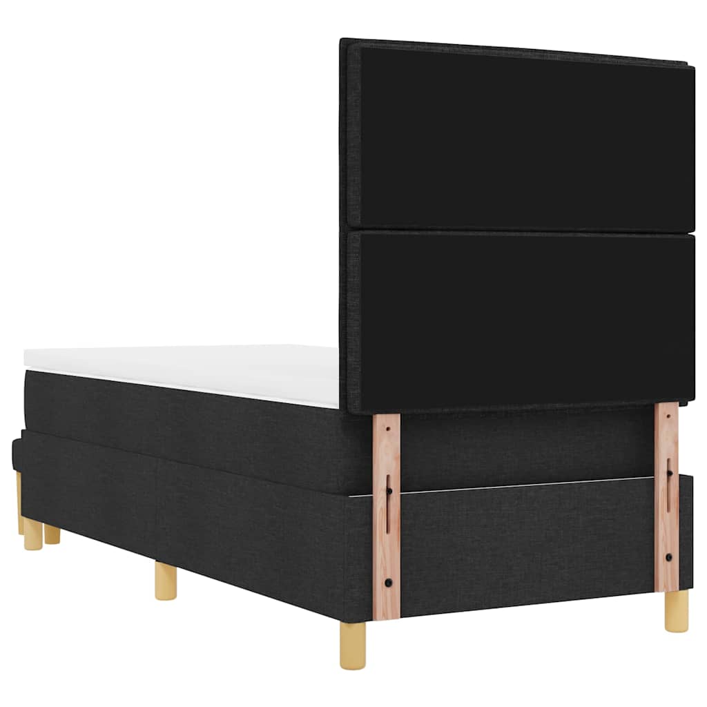 Postel S Boxspringem S Čelo Černá 200 X 90 Cm Textil