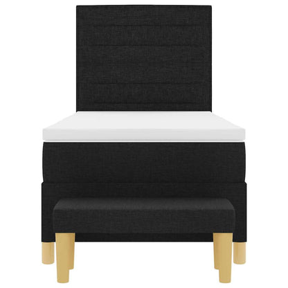 Postel S Boxspringem S Čelo Černá 200 X 90 Cm Textil