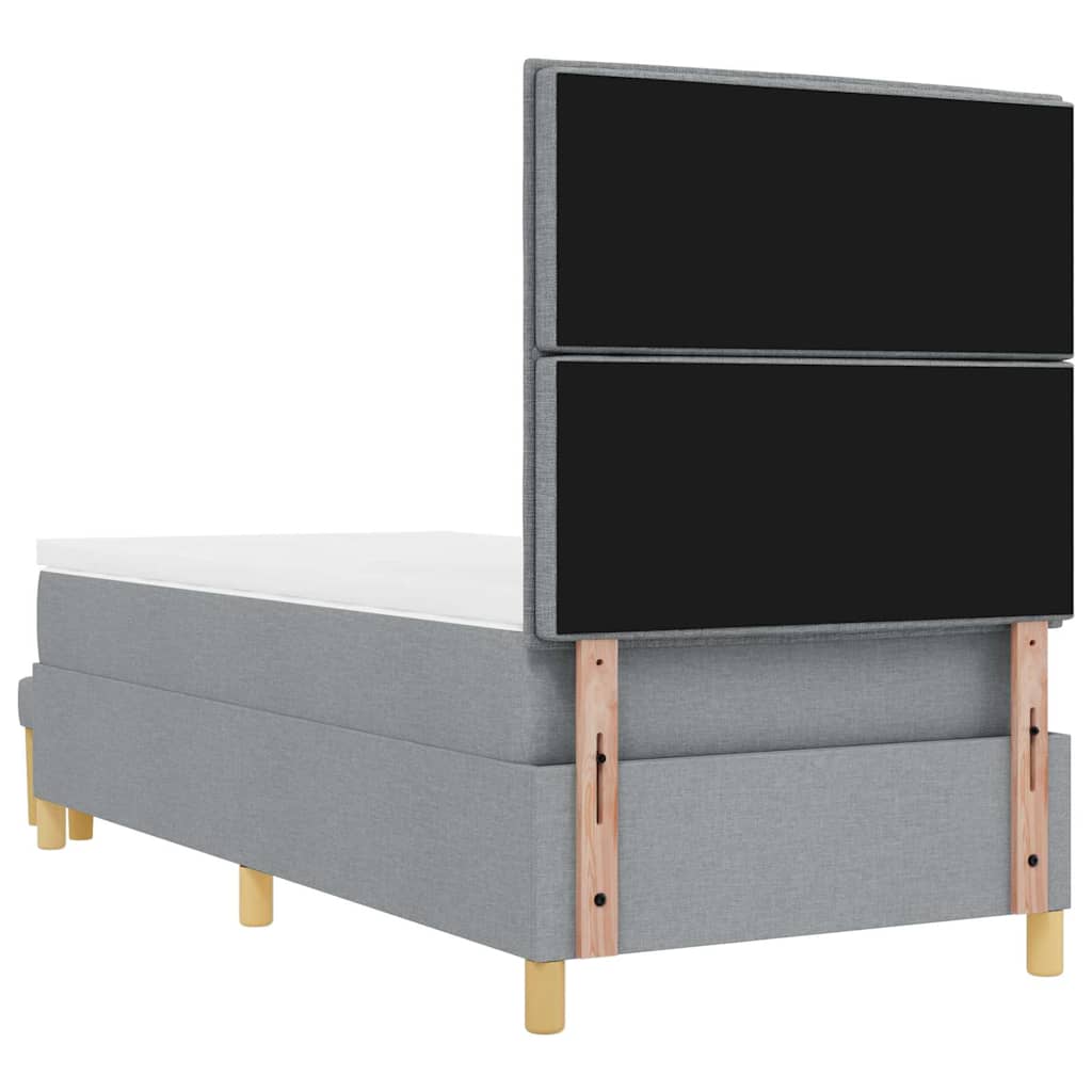 Postel S Boxspringem S Čelo Světle Šedá 200 X 100 Cm Textil