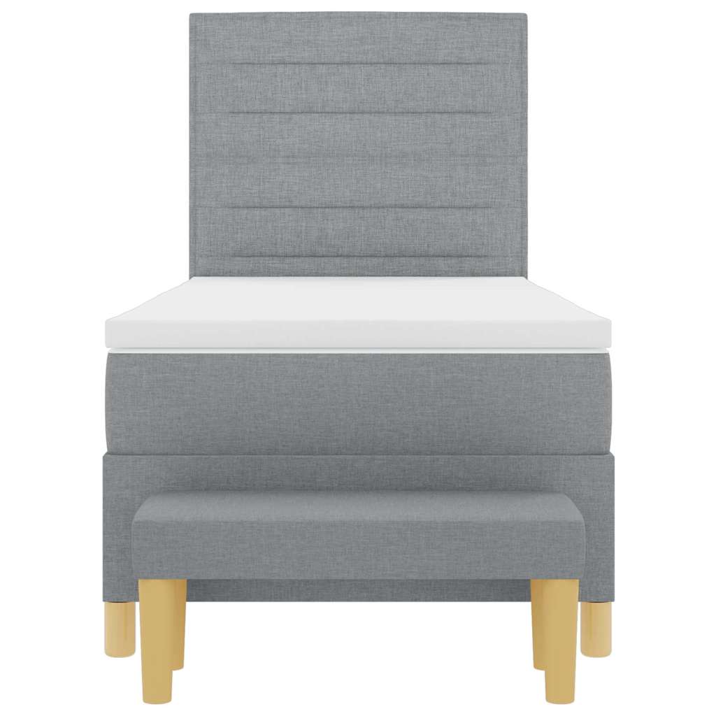 Postel S Boxspringem S Čelo Světle Šedá 200 X 100 Cm Textil