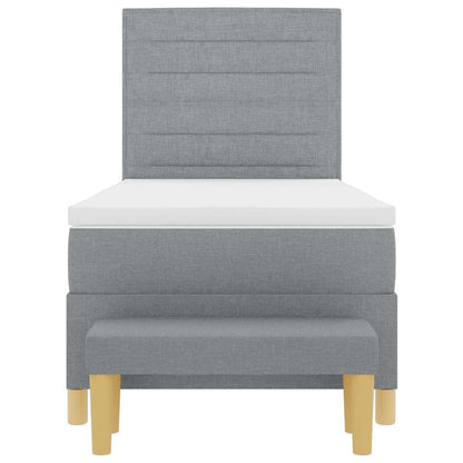 Postel S Boxspringem S Čelo Světle Šedá 200 X 100 Cm Textil
