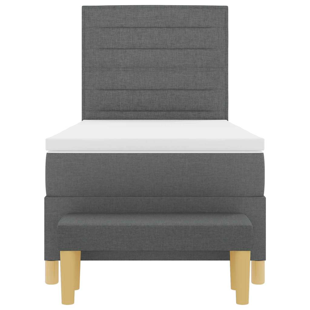 Postel S Boxspringem S Polštářem Tmavě Šedá 200 X 90 Cm Textil