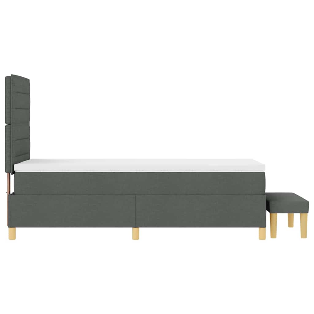 Postel S Boxspringem S Polštářem Tmavě Šedá 200 X 90 Cm Textil