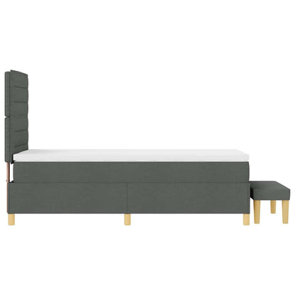 Postel S Boxspringem S Polštářem Tmavě Šedá 200 X 90 Cm Textil