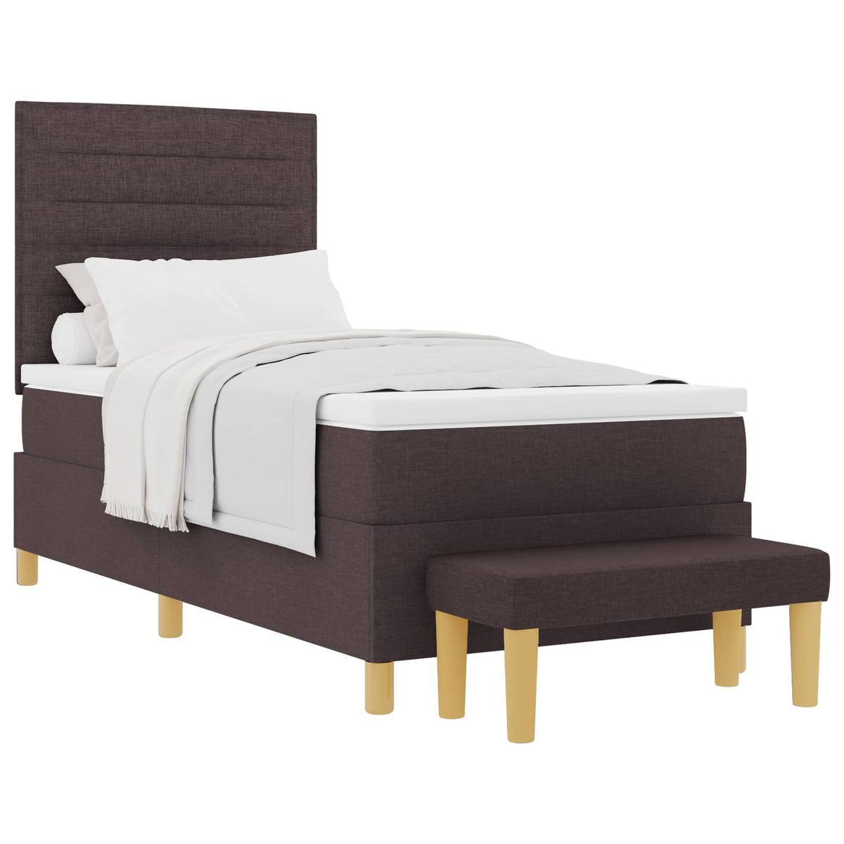 Postel S Boxspringem S Čelo Tmavě Hnědá 200 X 90 Cm Textil