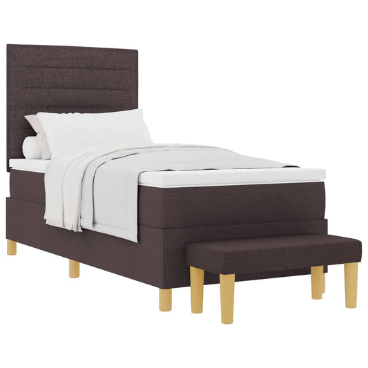 Postel S Boxspringem S Čelo Tmavě Hnědá 200 X 90 Cm Textil