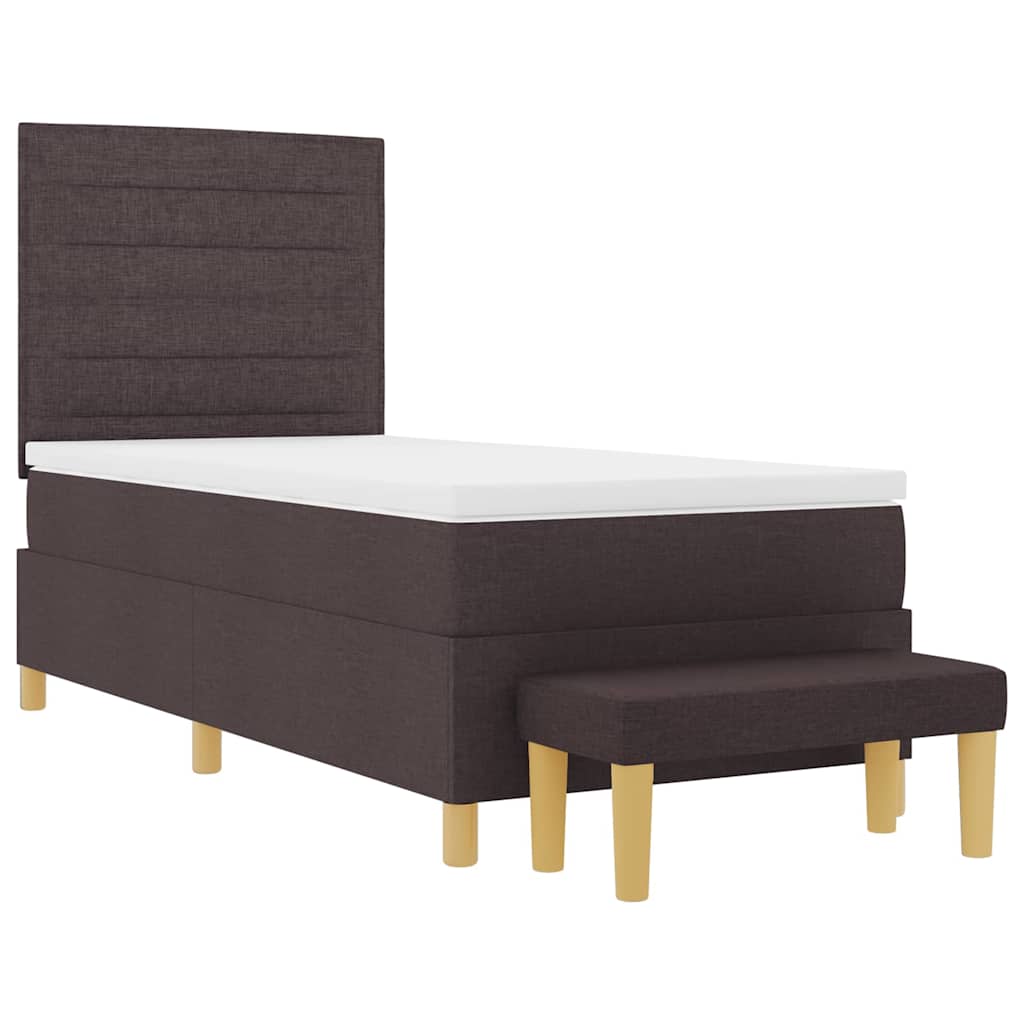 Postel S Boxspringem S Čelo Tmavě Hnědá 200 X 90 Cm Textil