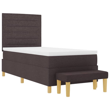 Postel S Boxspringem S Čelo Tmavě Hnědá 200 X 90 Cm Textil