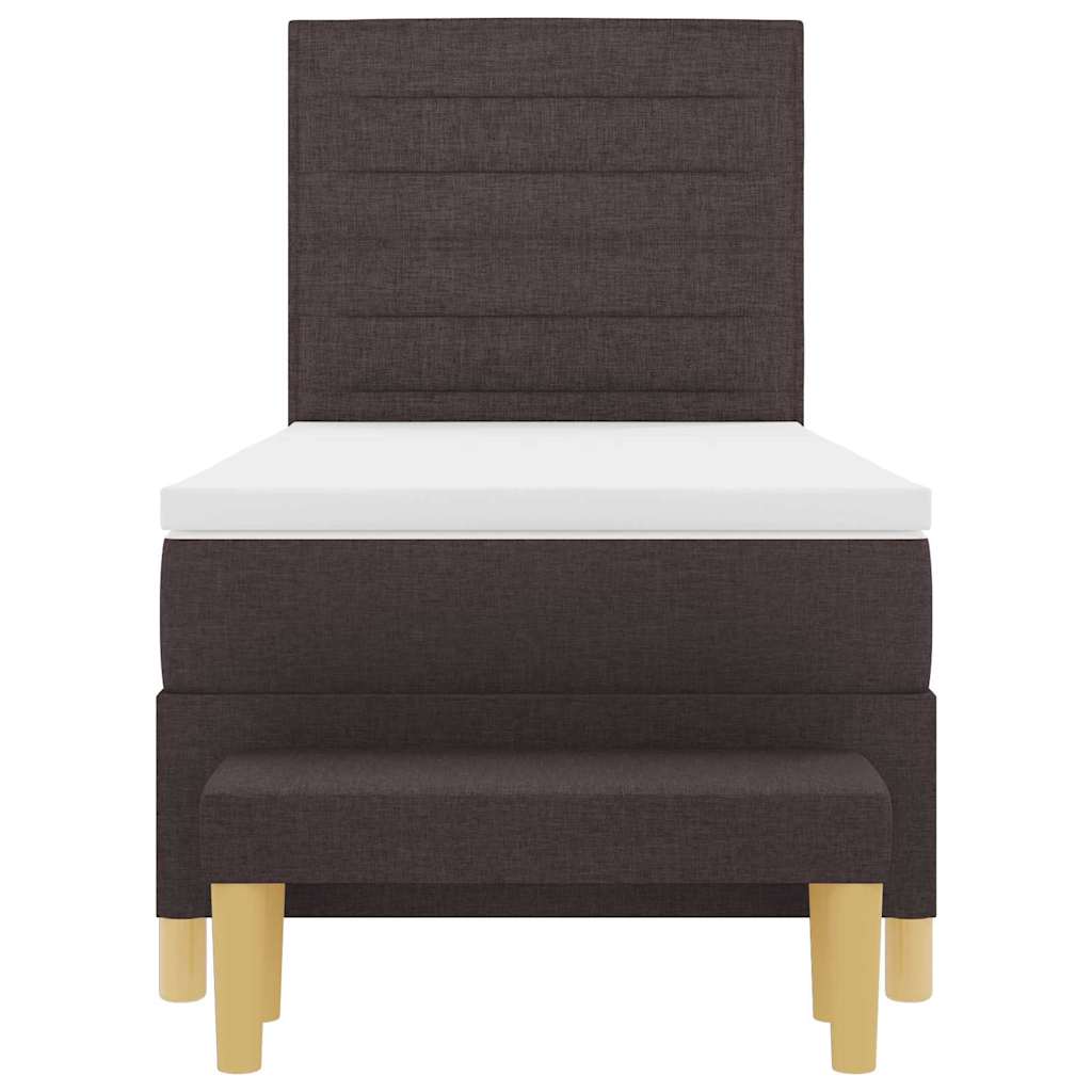 Postel S Boxspringem S Čelo Tmavě Hnědá 200 X 90 Cm Textil