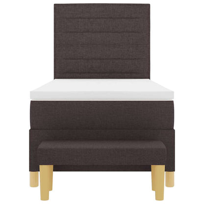 Postel S Boxspringem S Čelo Tmavě Hnědá 200 X 90 Cm Textil