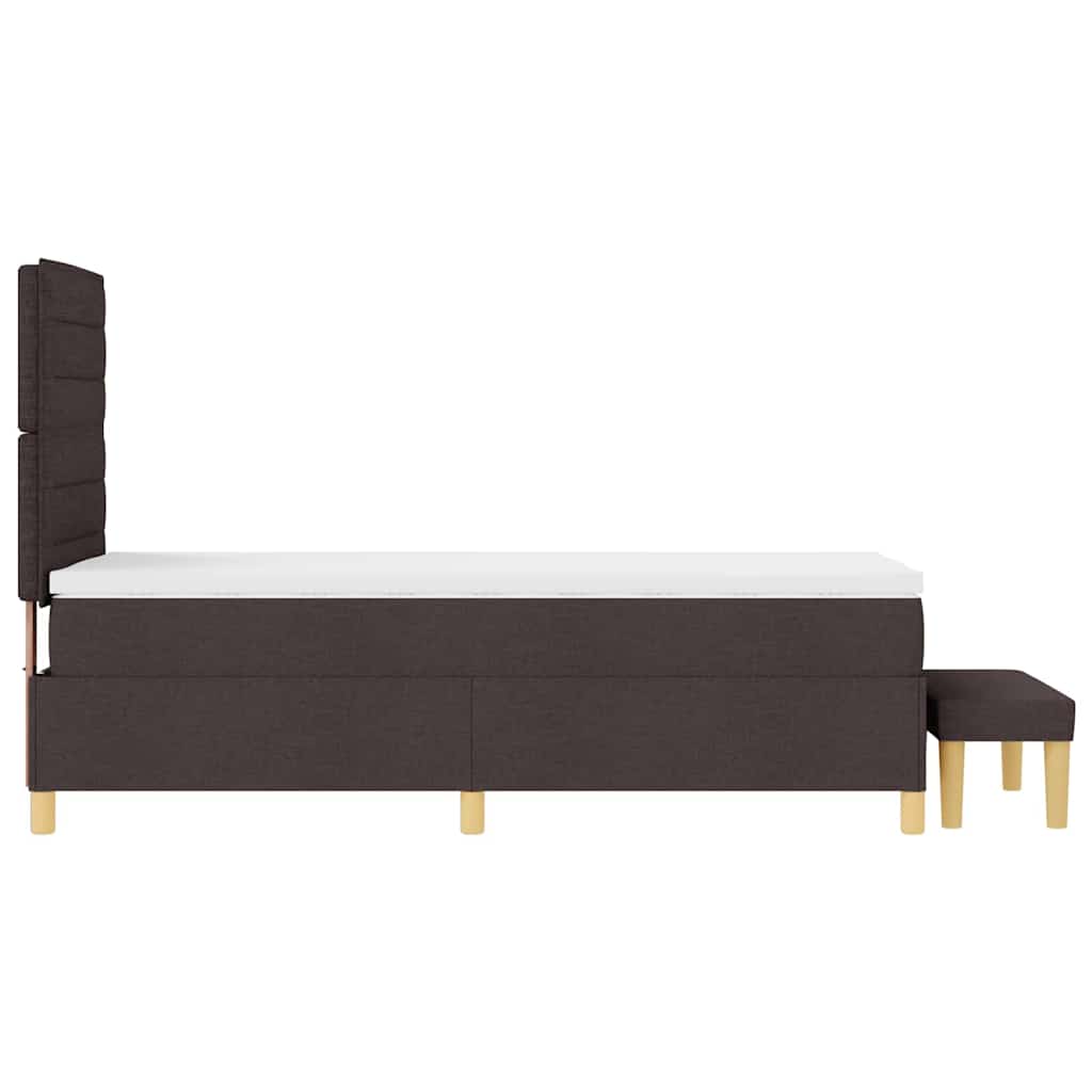 Postel S Boxspringem S Čelo Tmavě Hnědá 200 X 90 Cm Textil