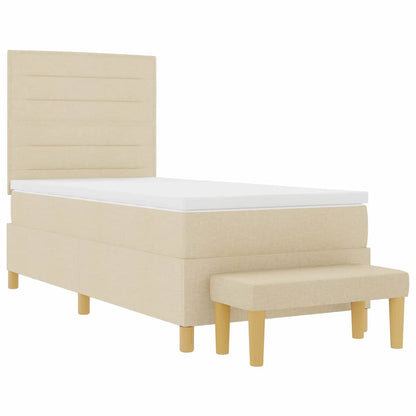 Postel S Boxspringem S Polštářem Krémová 200 X 90 Cm Textil