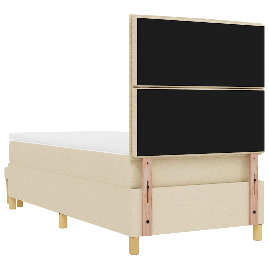 Postel S Boxspringem S Polštářem Krémová 200 X 90 Cm Textil